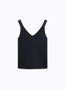 V-Ausschnitt Tanktop aus Leinen / Elastan