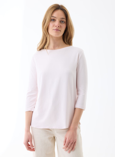 Tee shirt Manches 3/4 Col Bateau en Viscose/Elasthanne