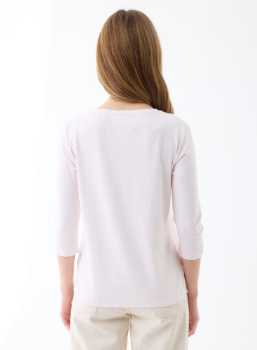 Tee shirt Manches 3/4 Col Bateau en Viscose/Elasthanne