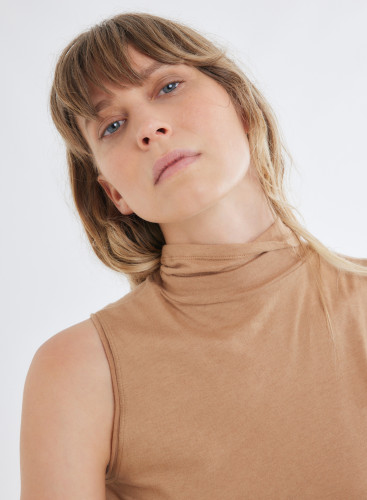 High-neck Tank Top in Organic Cotton / Cashmere