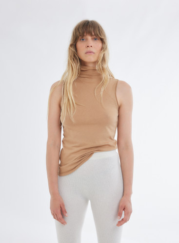 High-neck Tank Top in Organic Cotton / Cashmere