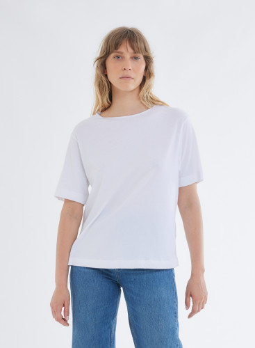 Short Sleeves Boat neck T-shirt in Organic Cotton